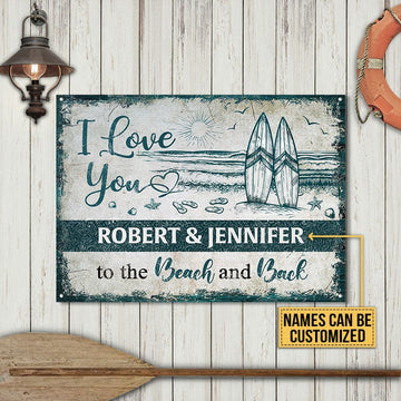 Personalized Surfing Beach And Back Customized Classic Metal Signs