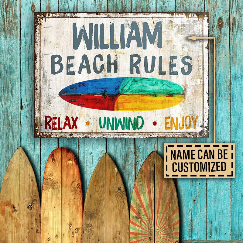 Personalisierte Surfing Beach Rules Personalisierte klassische Metallschilder