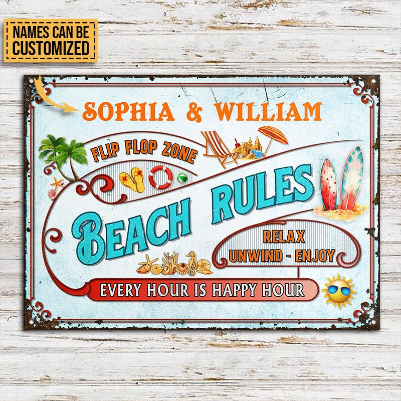 Personalized Surfing Relax Unwind Customized Classic Metal Signs