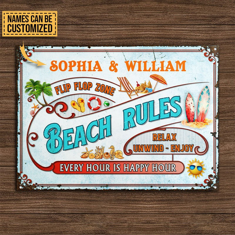 Personalized Surfing Relax Unwind Customized Classic Metal Signs