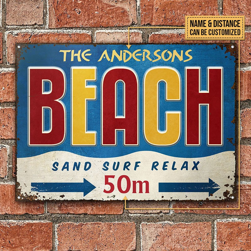 Personalized Surfing Sand Surf Customized Classic Metal Signs