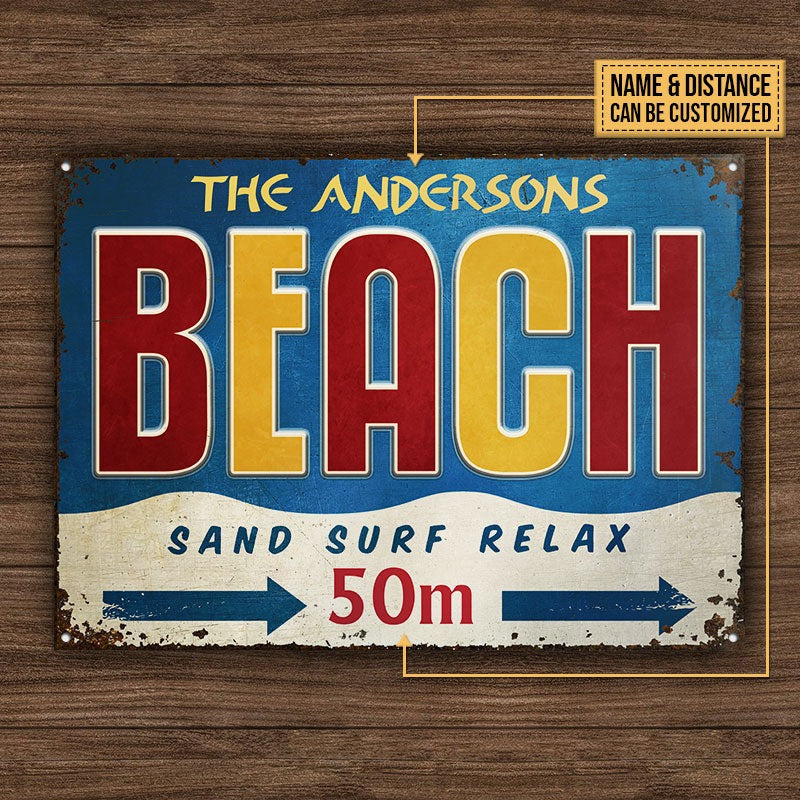 Personalized Surfing Sand Surf Customized Classic Metal Signs