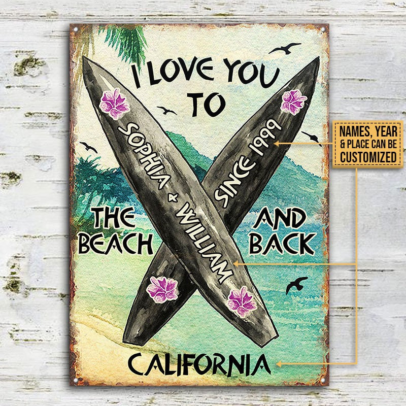 Personalized Surfing To The Beach And Back Customized Classic Metal Signs