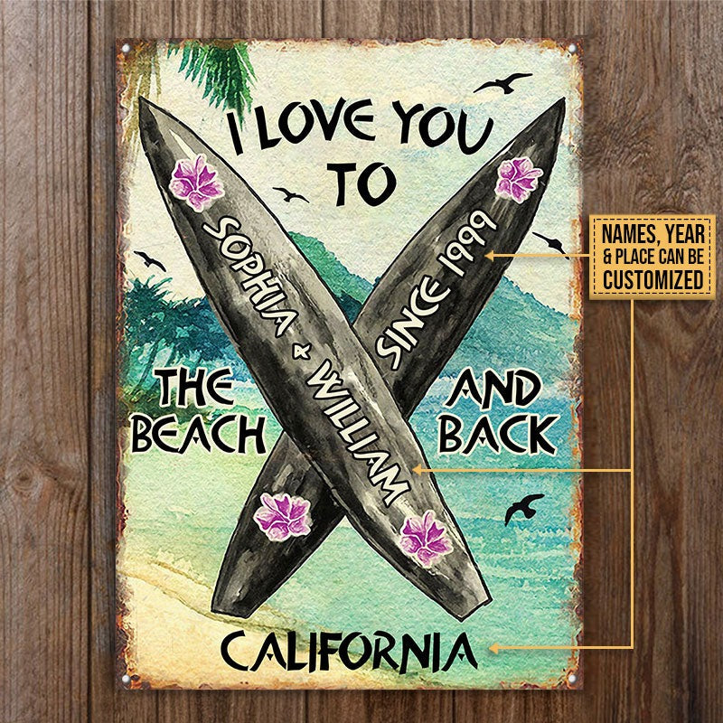 Personalized Surfing To The Beach And Back Customized Classic Metal Signs