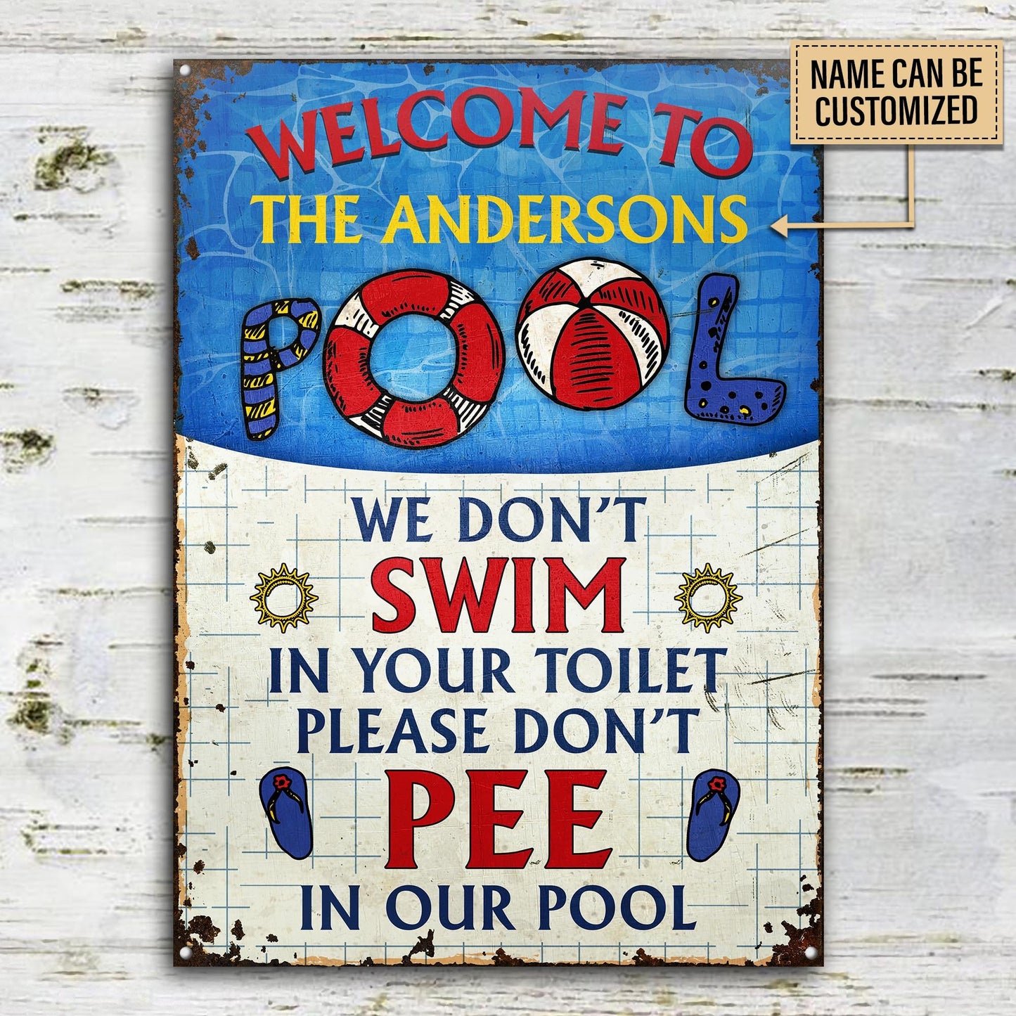 Personalized Swimming Pool Don't Pee Customized Classic Metal Signs