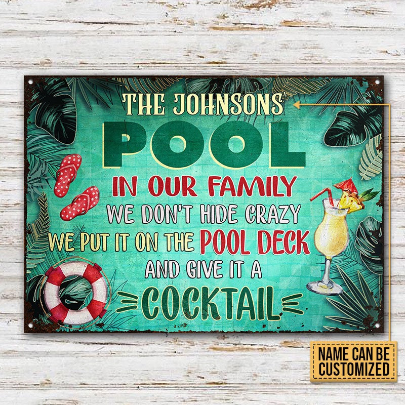 Personalized Swimming Pool Hide Crazy Customized Classic Metal Signs