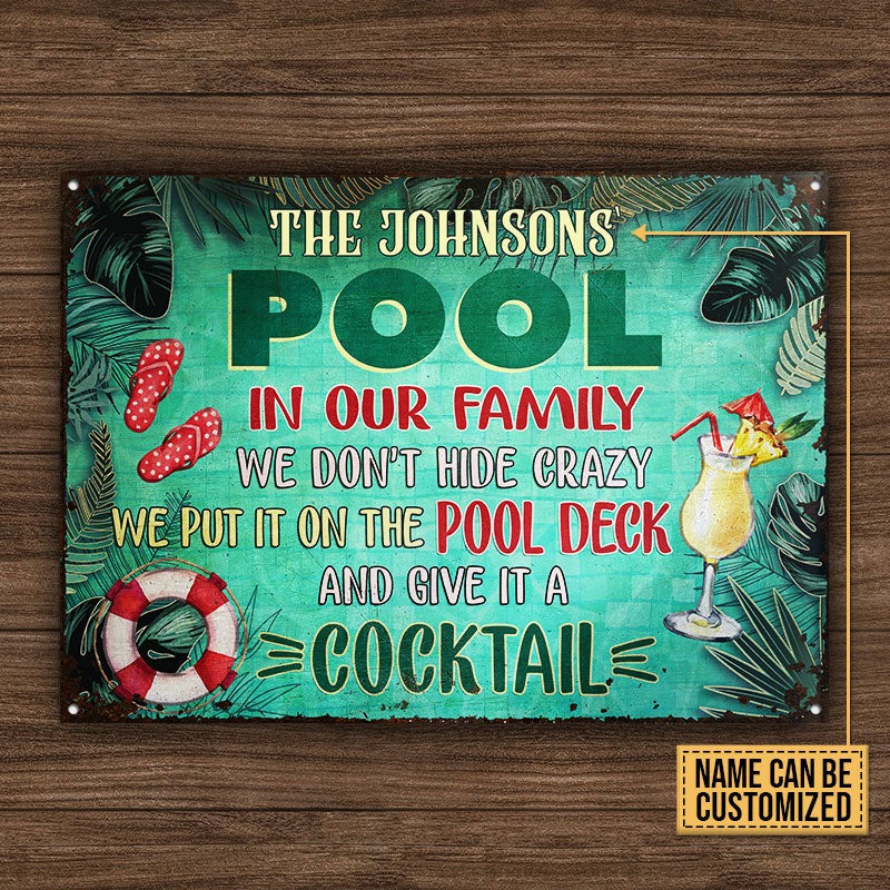 Personalized Swimming Pool Hide Crazy Customized Classic Metal Signs