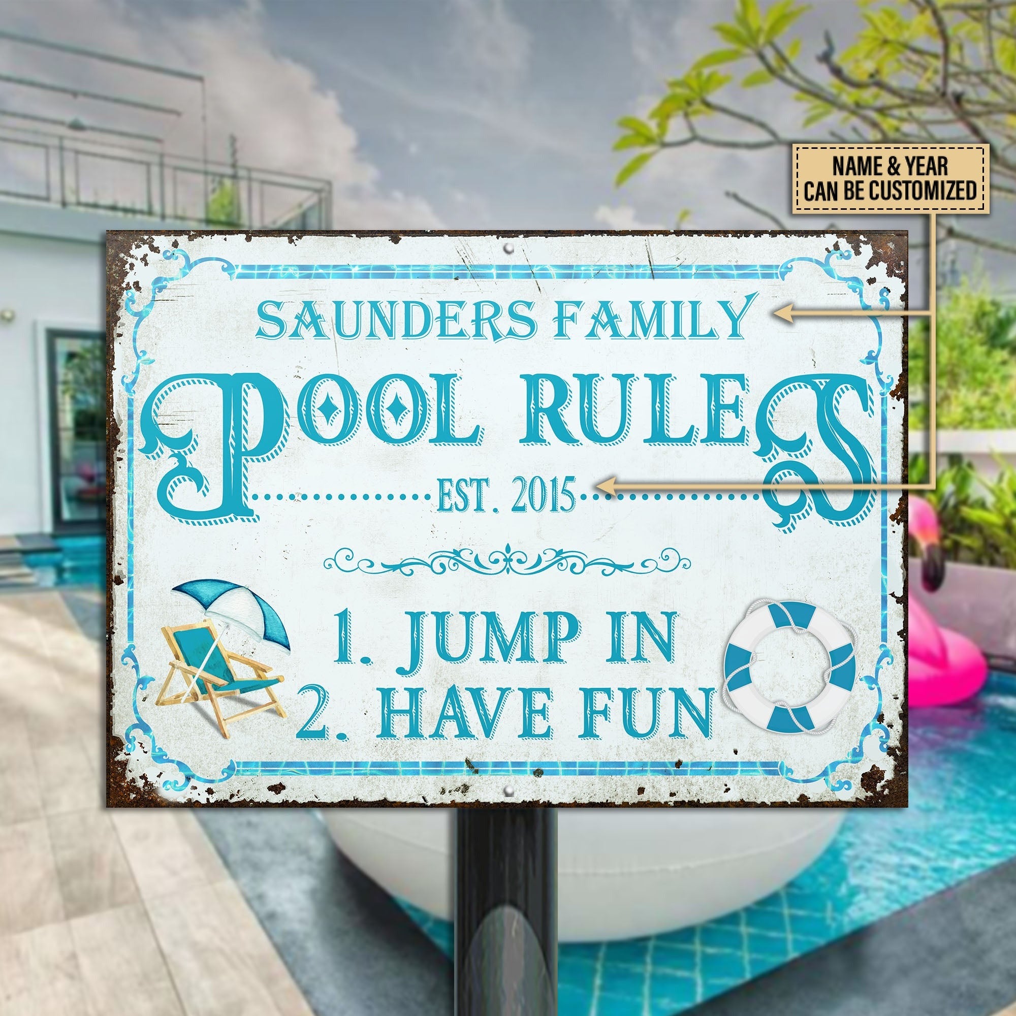 Jump Pool Sign Personalized Swimming Pool Rules Jump In Have Fun Customized Classic M ...