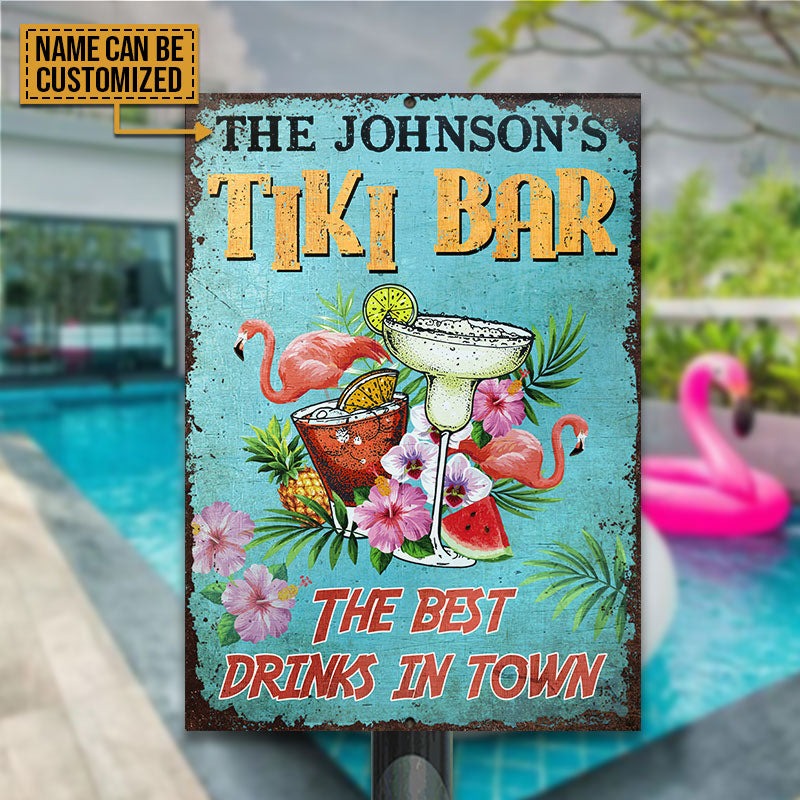 Personalized Tiki Bar Flamingo Customized Classic Metal Signs