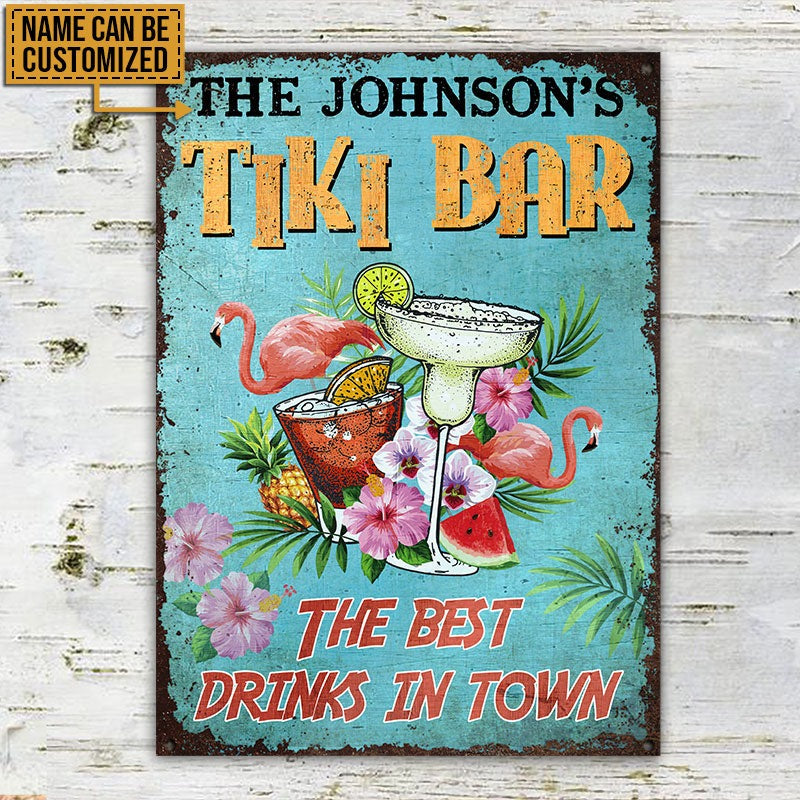 Personalized Tiki Bar Flamingo Customized Classic Metal Signs