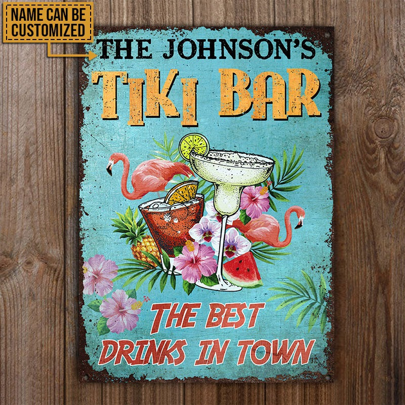 Personalized Tiki Bar Flamingo Customized Classic Metal Signs