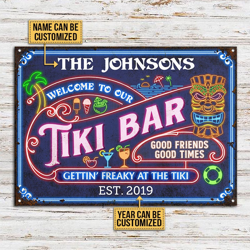 Personalized Tiki Bar Gettin Freaky Customized Classic Metal Signs