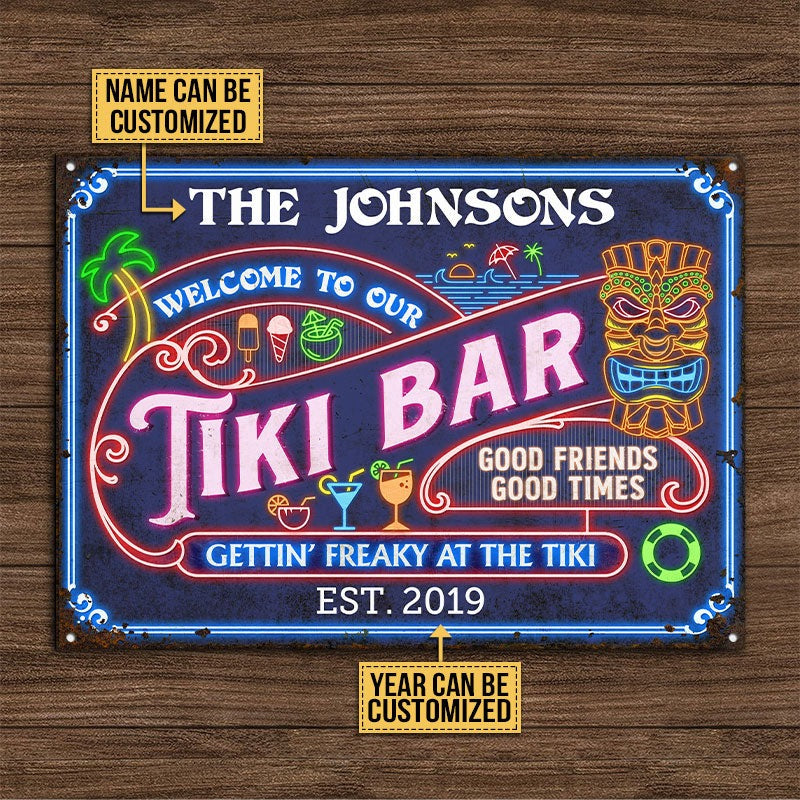 Personalized Tiki Bar Gettin Freaky Customized Classic Metal Signs