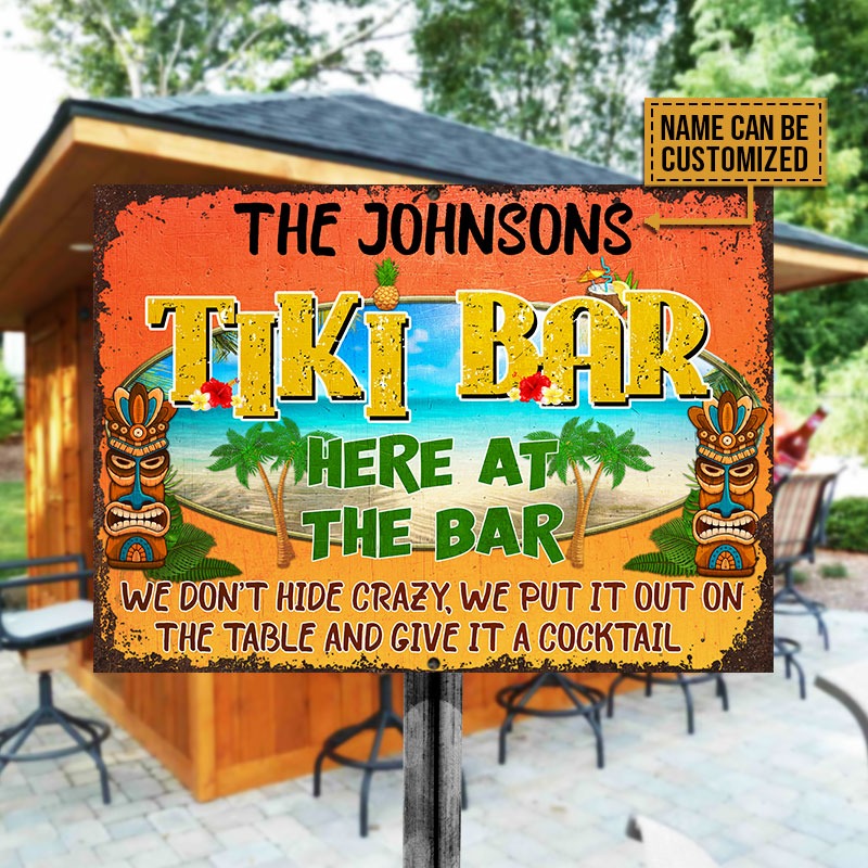 Personalized Tiki Bar Here At The Bar Custom Classic Metal Signs