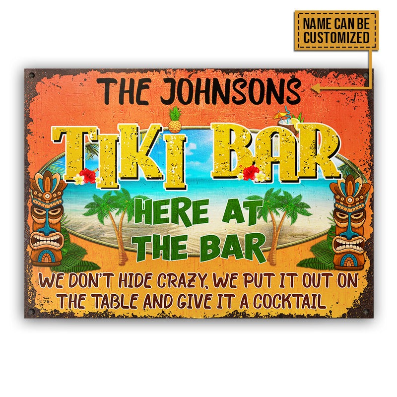 Personalized Tiki Bar Here At The Bar Custom Classic Metal Signs