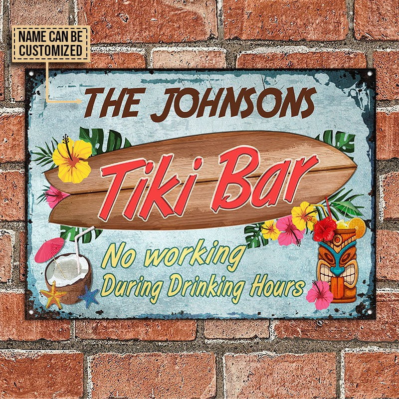 Personalized Tiki Bar No Working Customized Classic Metal Signs