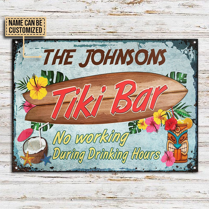 Personalized Tiki Bar No Working Customized Classic Metal Signs