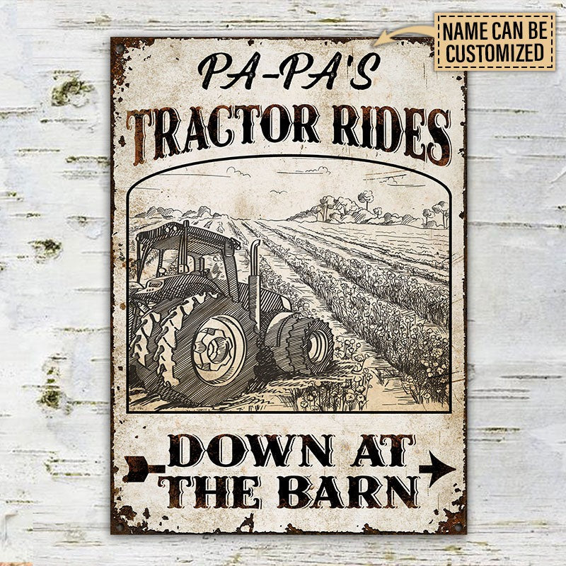 Personalized Tractor Down At The Barn Customized Classic Metal Signs