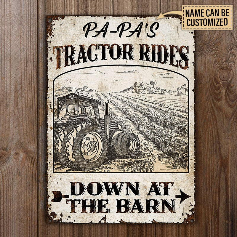 Personalized Tractor Down At The Barn Customized Classic Metal Signs