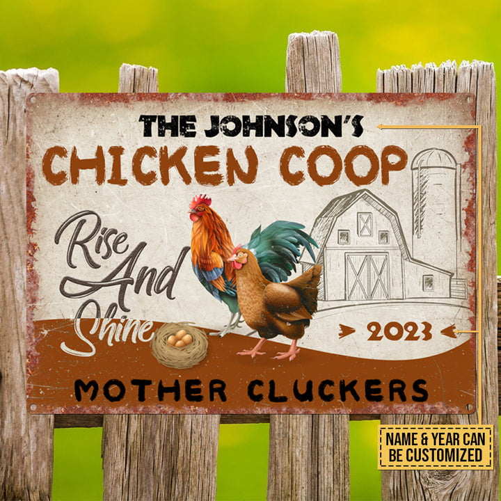 Personalized Year Farm Chicken Coop Rise And Shine Customized Metal Signs