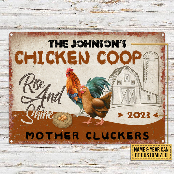 Personalized Year Farm Chicken Coop Rise And Shine Customized Metal Signs