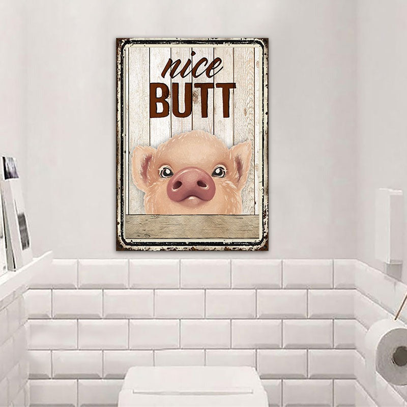 Farm Hello Sweet Cheeks Wood Pattern Restroom Customized Classic Metal Signs