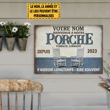 Bienvenue sur notre Porche - Enseigne Métallique Classique