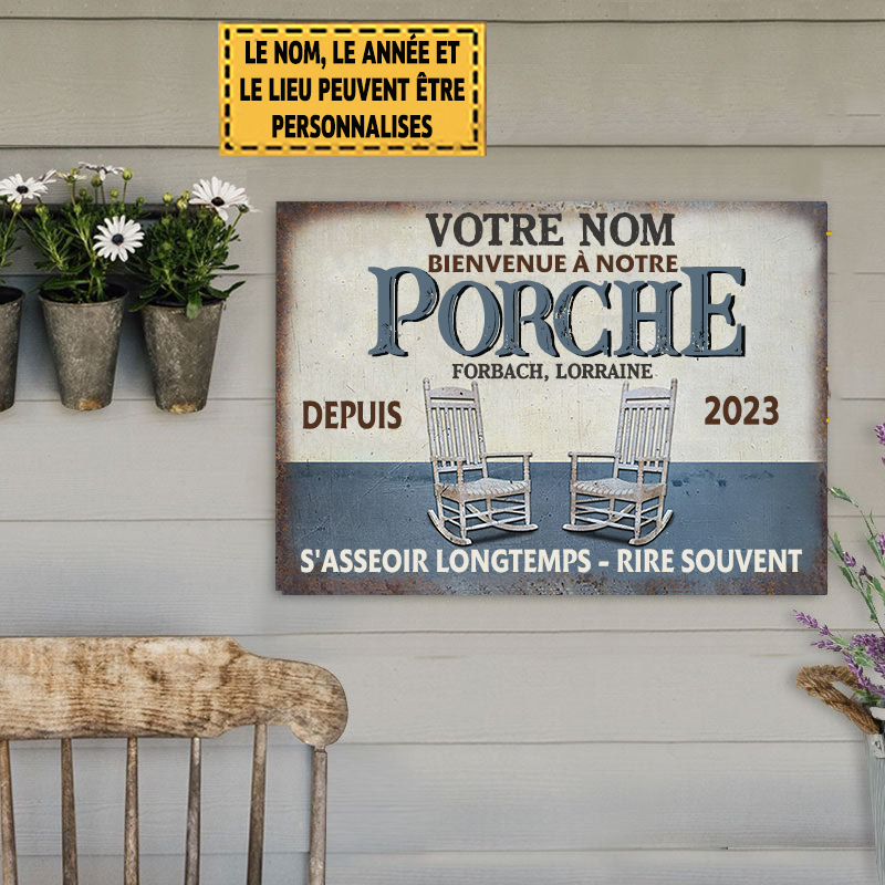 Bienvenue sur notre Porche - Enseigne Métallique Classique
