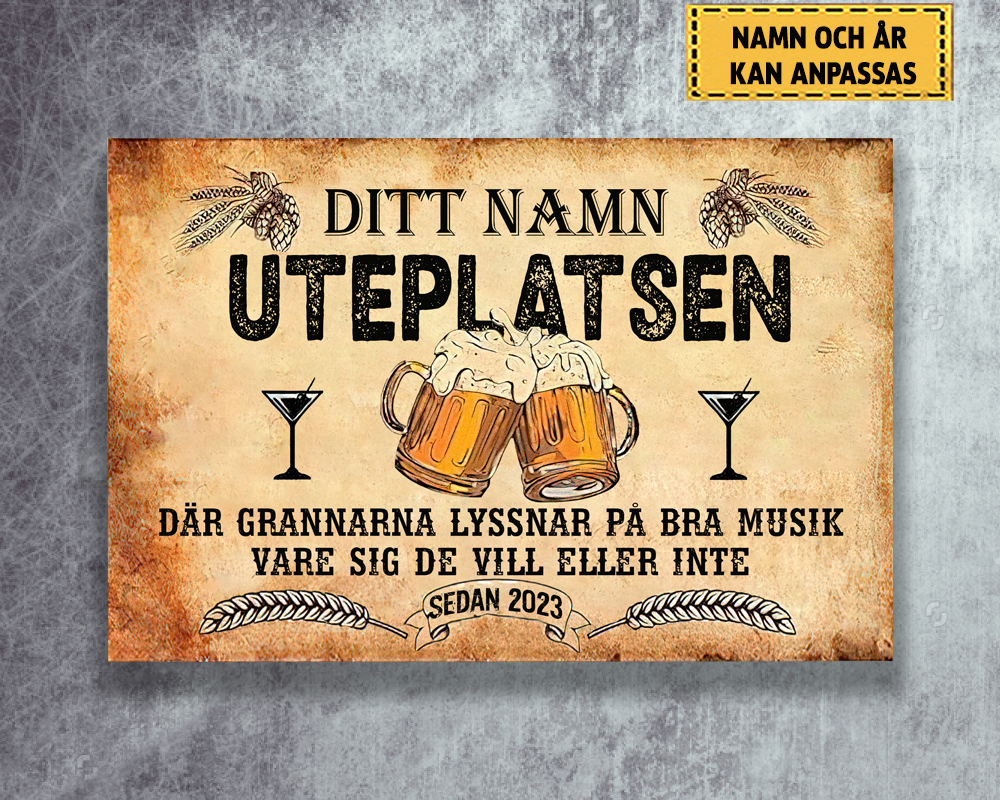 Uteplatsen 5 - Klassisk metallskylt