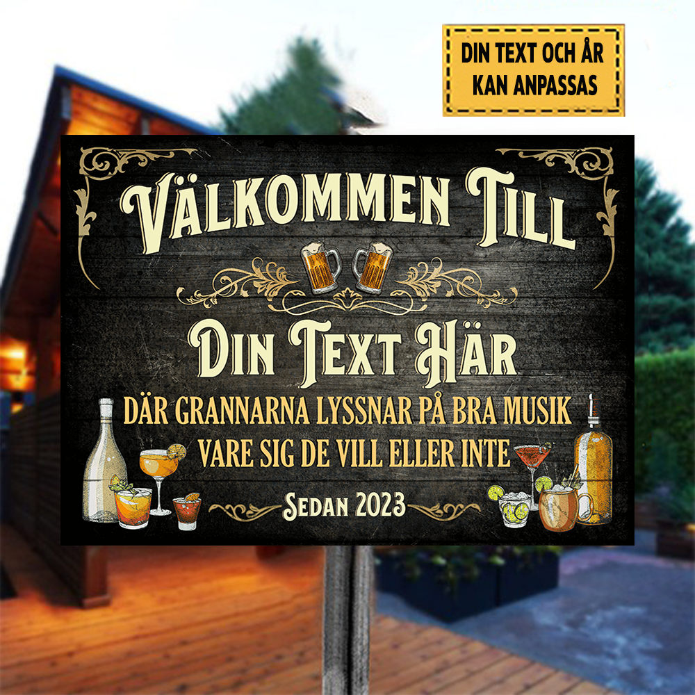 Där Grannarna Lyssnar På Bra Musik 2 Klassisk metallskylt