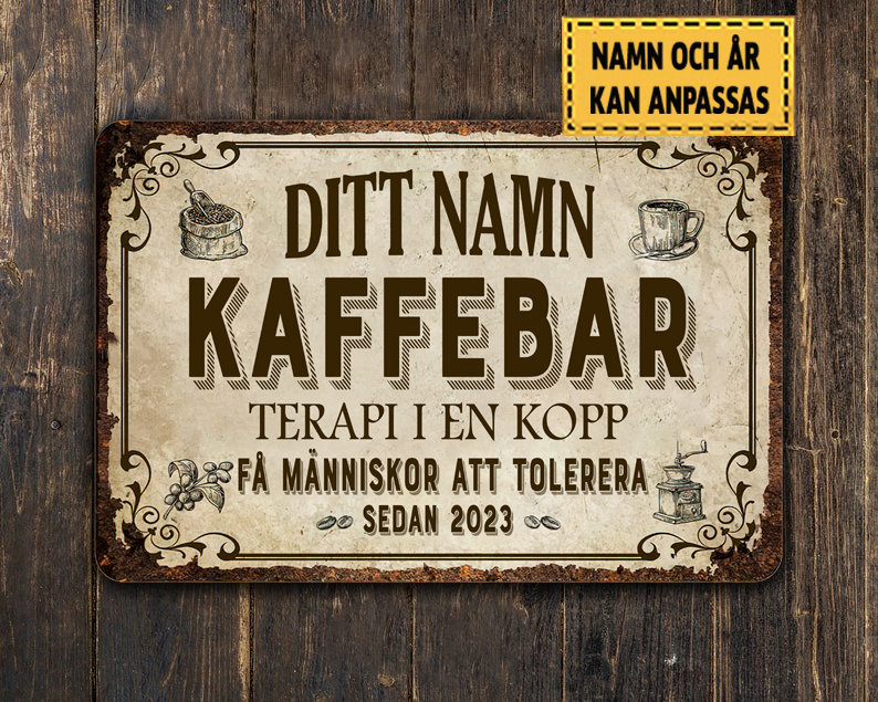 Kaffebar Terapi I En Kopp Klassisk metallskylt