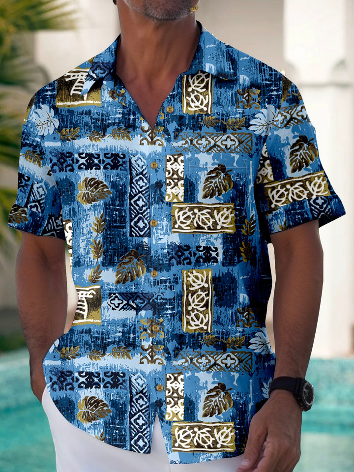 Chemise hawaïenne de plage pour homme à imprimé végétal