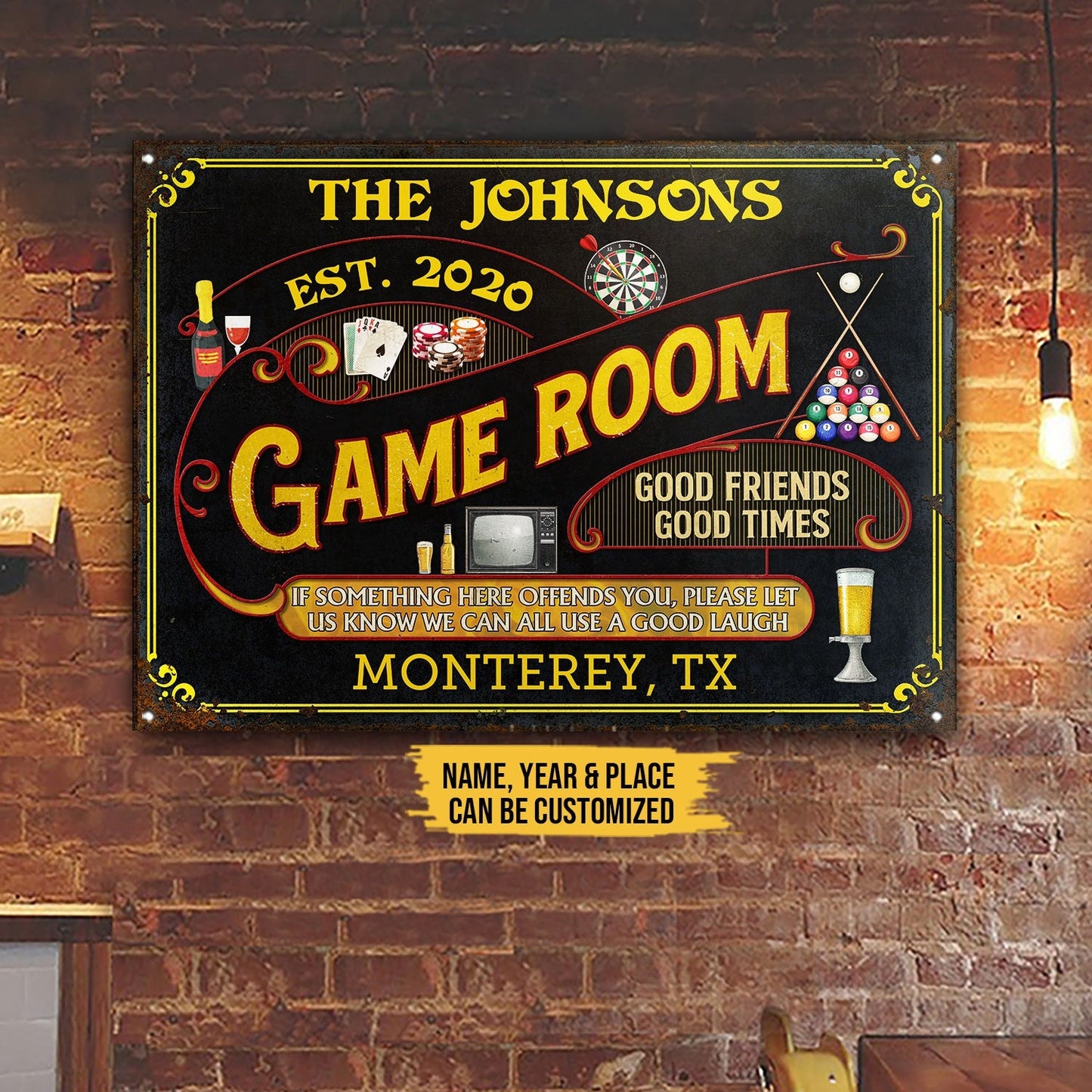 Something Here Offends You - Game Room, Billiards, Poker, Darts, Mancave - Personalized Custom Classic Metal Signs