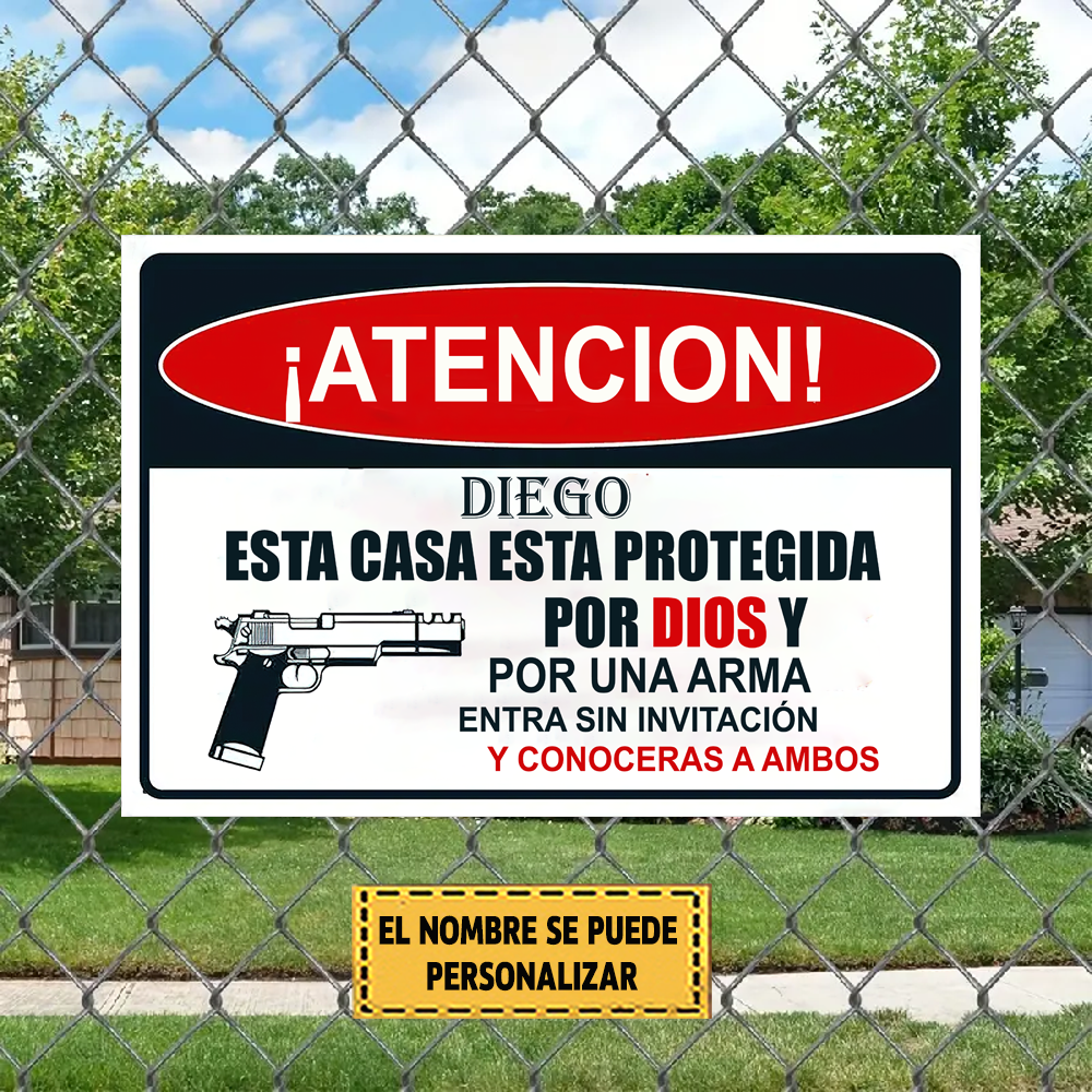 Esta Casa Esta Protegida Por Dios 4 Letrero De Metal Clásico