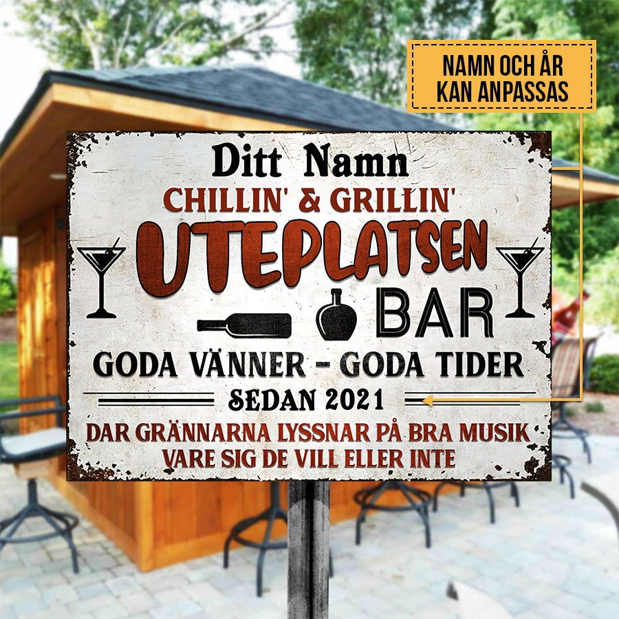 Uteplatsen - Klassisk metallskylt