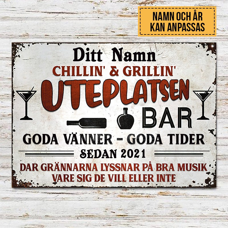 Uteplatsen - Klassisk metallskylt