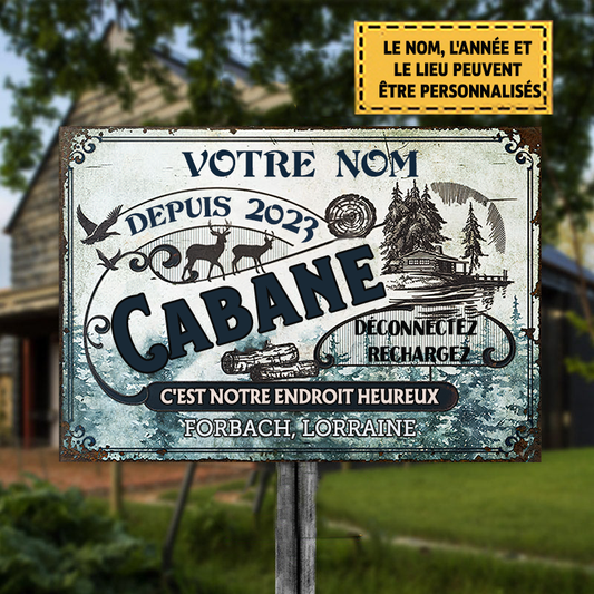 Cabane Deconnectez Rechargez Enseigne Métallique Classique