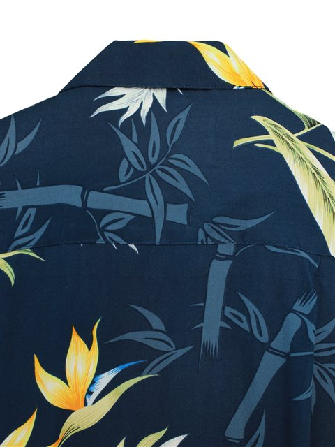 Hawaiihemd für Männer Paradise Found Bamboo Navy Rayon