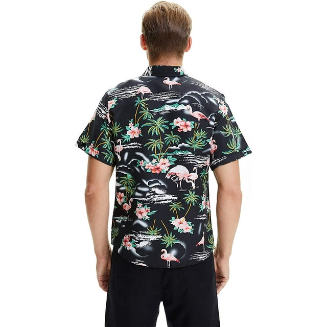 Chemise De Camp Hawaïenne Pour Hommes Paradis Des Flamants Roses