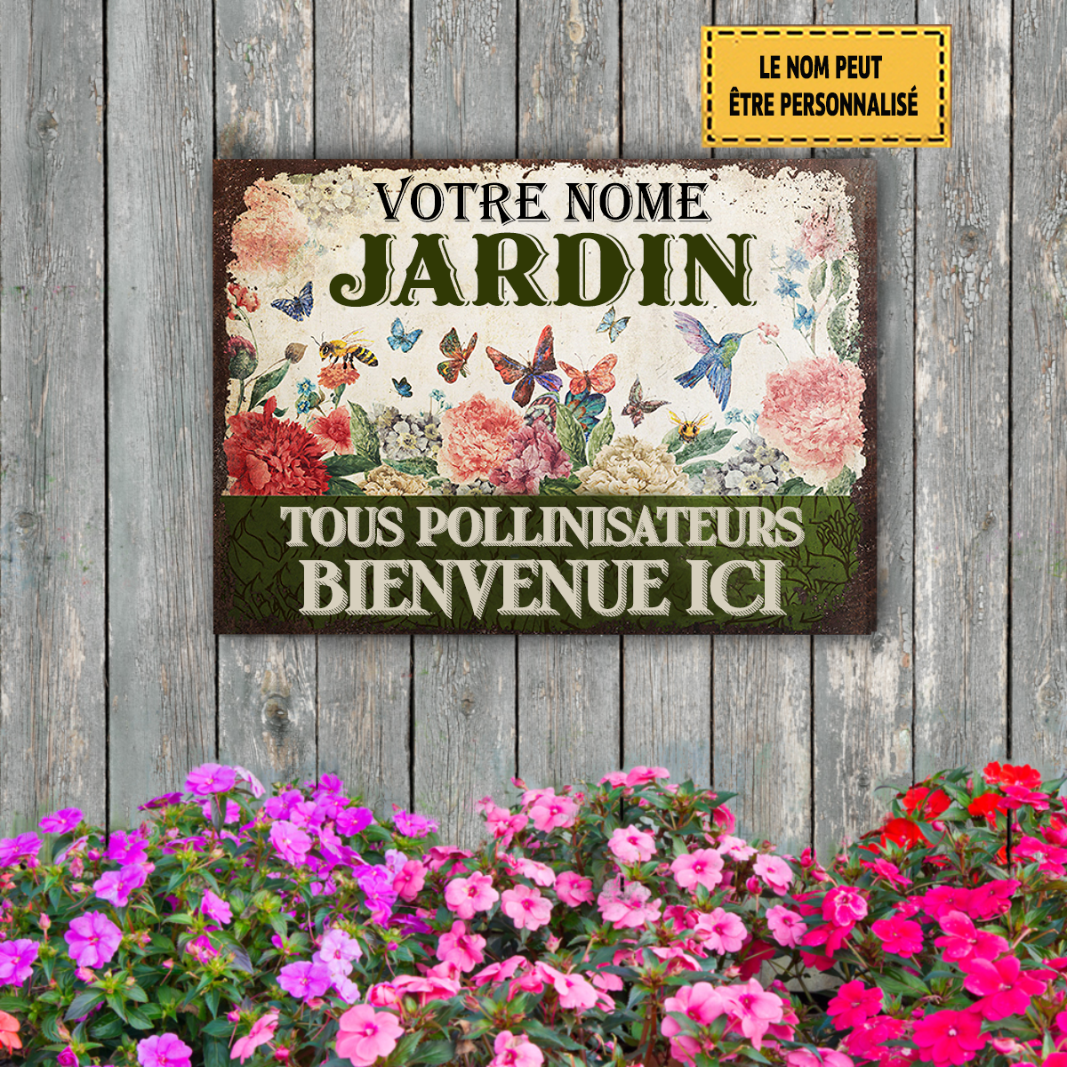 Jardin Tous Pollinisateurs Bienvenue Ici 2 Enseigne Métallique Classique