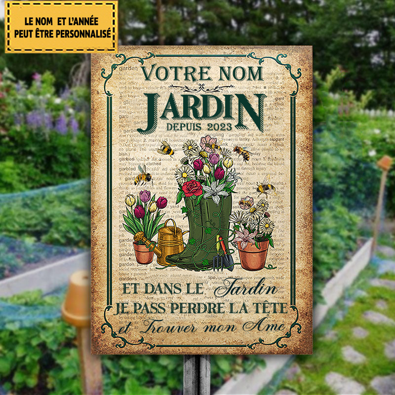 Enseigne Métallique Classique "Et Dans Le Jardin Je Viens Perdre La Tête"