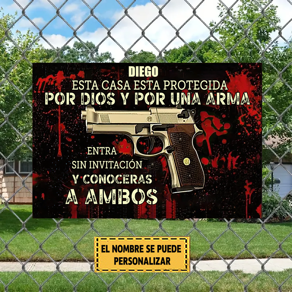 Esta Casa Está Protegida Por Dios 3 Plaque Métallique Classique