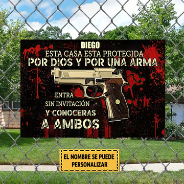Esta Casa Está Protegida Por Dios 3 Plaque Métallique Classique