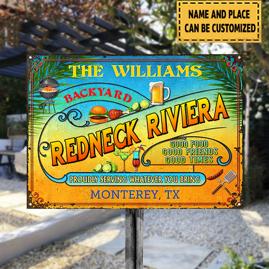 Redneck Riviera Good Food Good Friends Good Times Classic Metal Signs