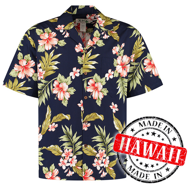 Chemises Hawaïennes Aloha pour Hommes, Chemise Hawaïenne à Hibiscus Corail