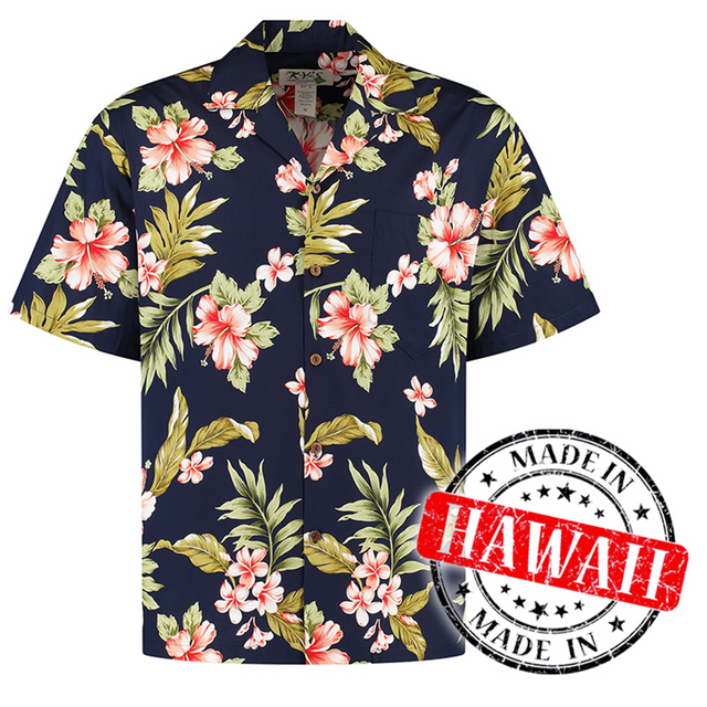 Chemises hawaïennes Aloha pour hommes, chemise hawaïenne à hibiscus corail