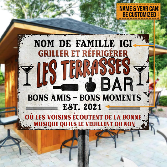 Les Terrasses Bar Bons Amis - Bons Moments Enseigne Métallique Classique