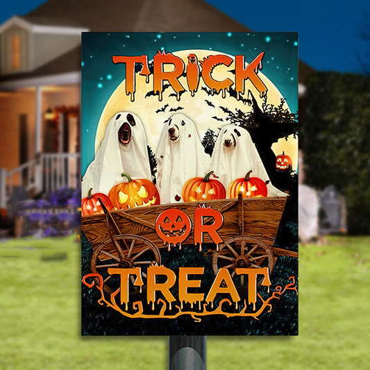 Halloween The Wagon Of Ghost Pets, Trick Or Treat Classic Metal Sign