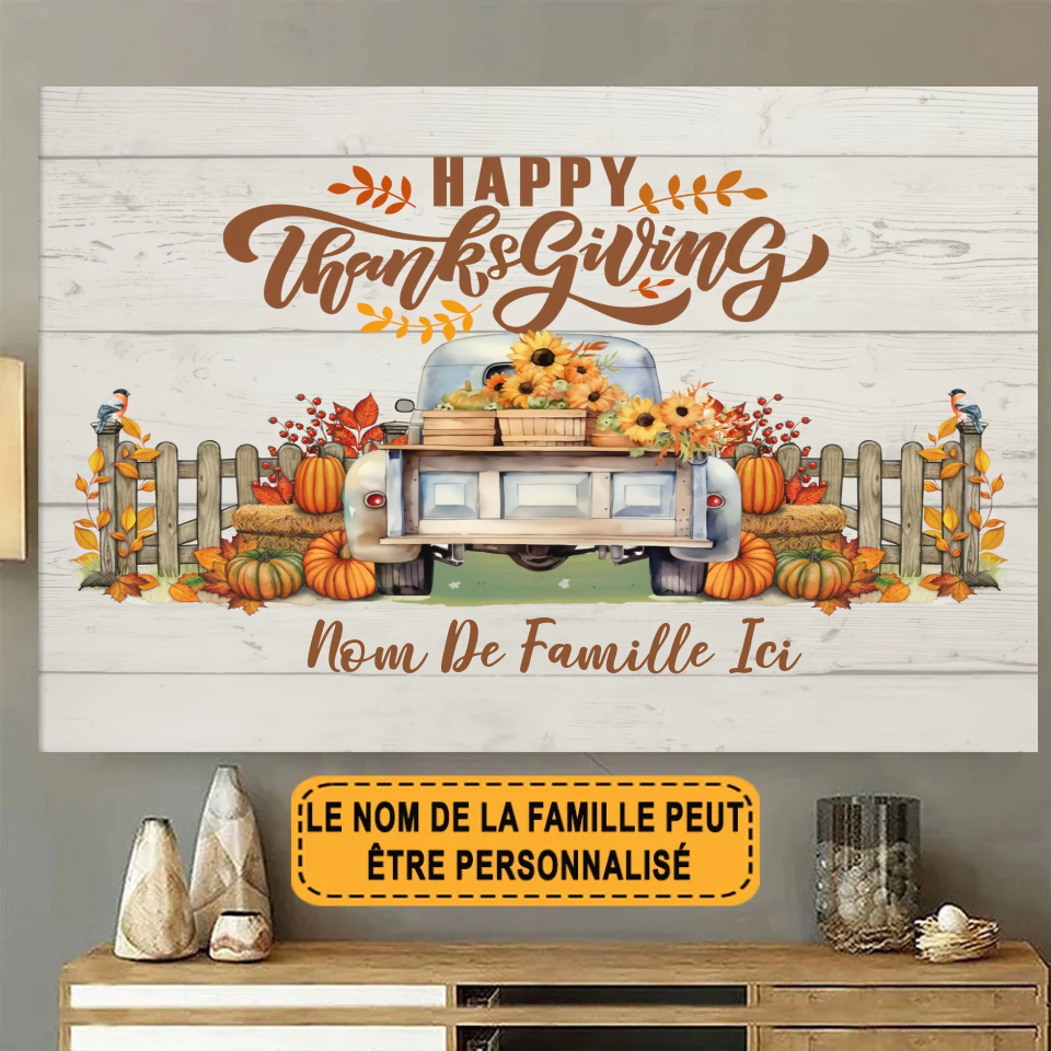 Happy Thanks Giving Enseigne En Métal