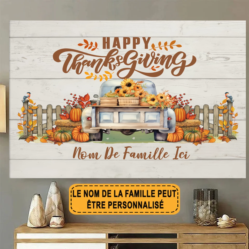 Joyeux Thanksgiving Enseigne en métal